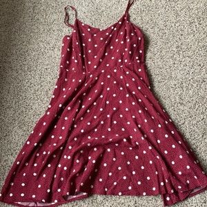 Maroon polka dot dress